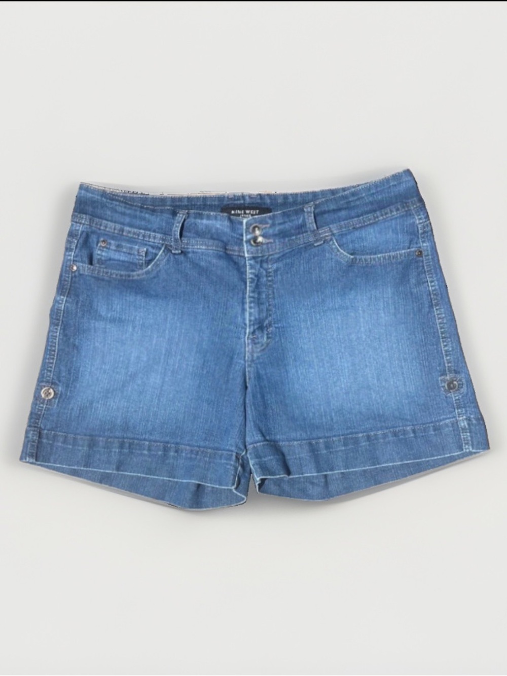 Nine West Jeans Denim Jean Shorts Mid Rise Medium Wash Blue Size 16
